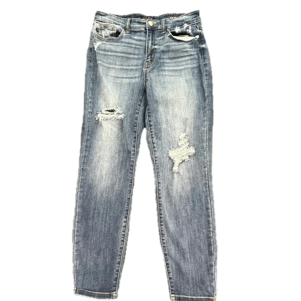 Judy Blue Distressed Slim Fit Jeans Size 9 29 Medium Wash Denim‎